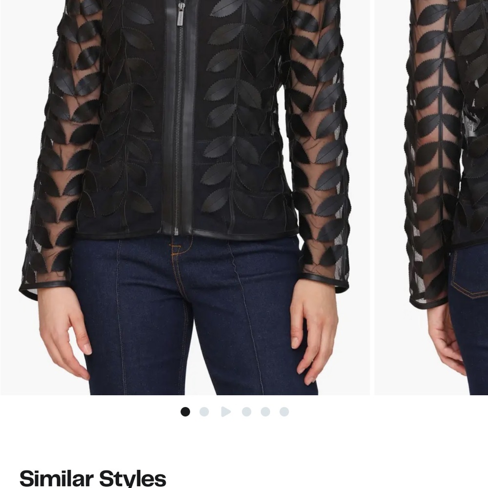 Chic Black Leaf Pattern Sheer Jacket - image 3